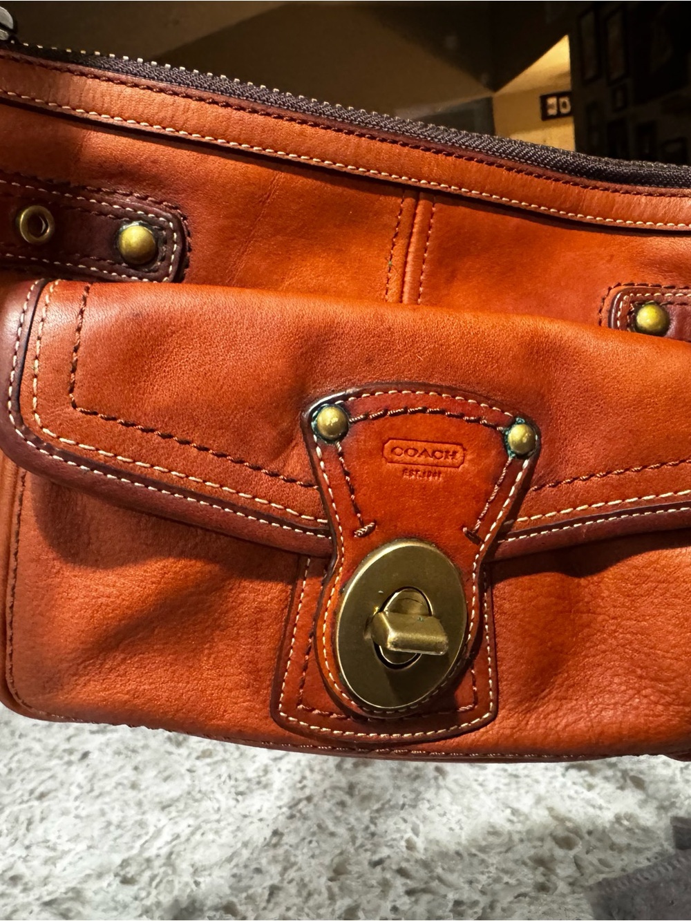 Coach Legacy Shoulder Bag in Cognac Brown with Brass Hardware - Picture 13 of 13